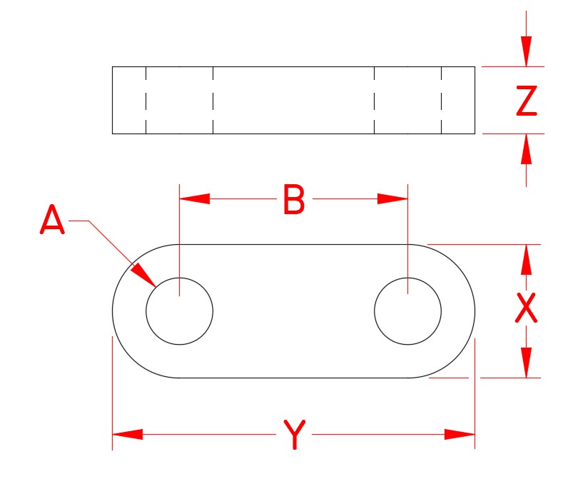 Stainless Steel Universal Link, S0100-0007, S0100-0008, S0100-0010, S0100-0013, Line Drawing